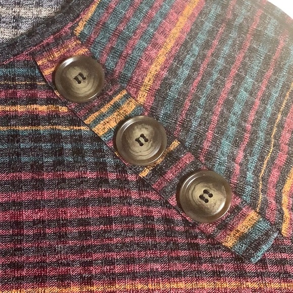 Always Indigo Striped Ribbed Knit Long Sleeve Top With Button Detail Size 3X - Picture 6 of 13